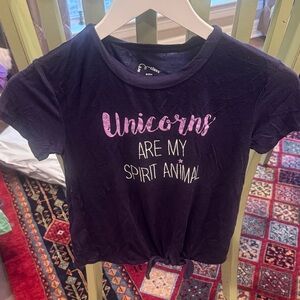 art class Navy Tee with Pink Unicorn Text